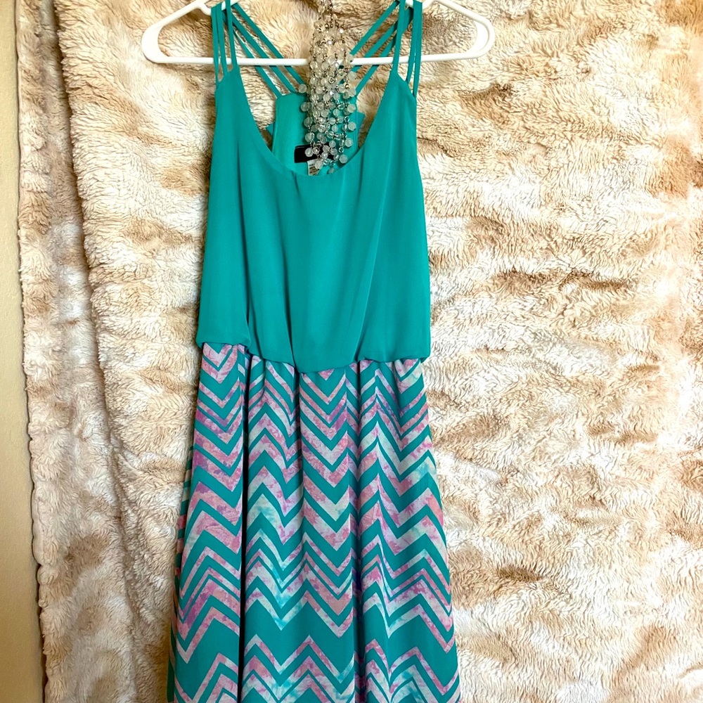 Aqua and pink Dress